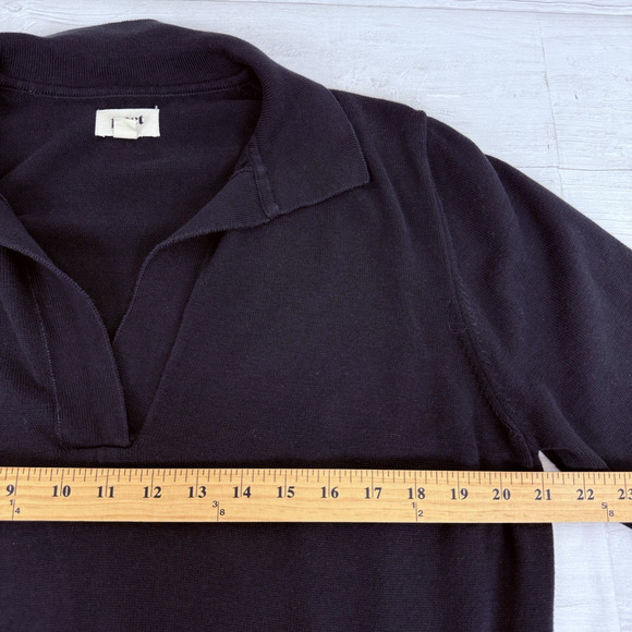 Pact Classic Polo Sweater Women Large Black Organic Cotton Preppy Minimalist - Picture 12 of 16